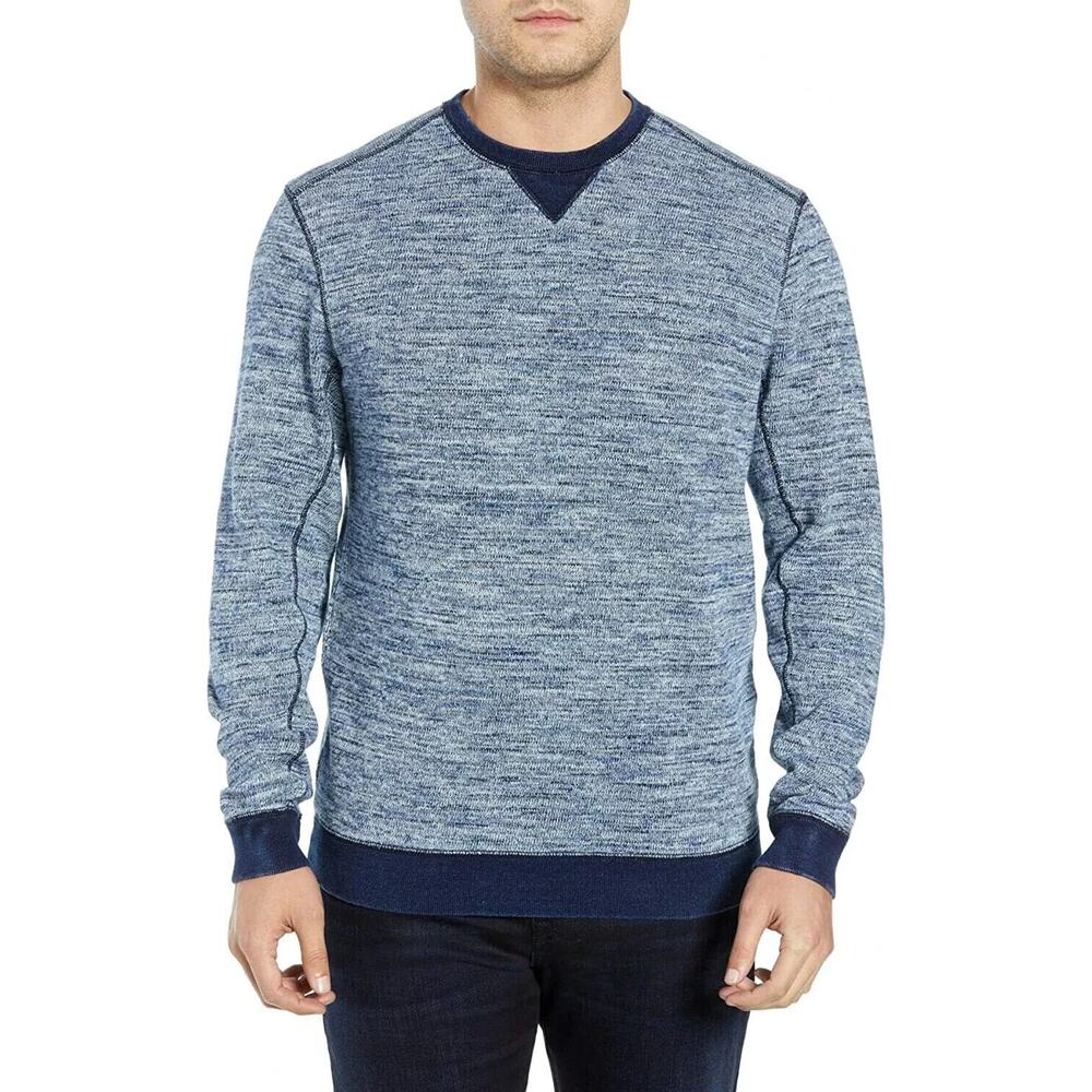 Tommy Bahama Crew Neck Sweatshirt Style Sporty Marled Indigo Sky Blue Men's XXL - Picture 1 of 7